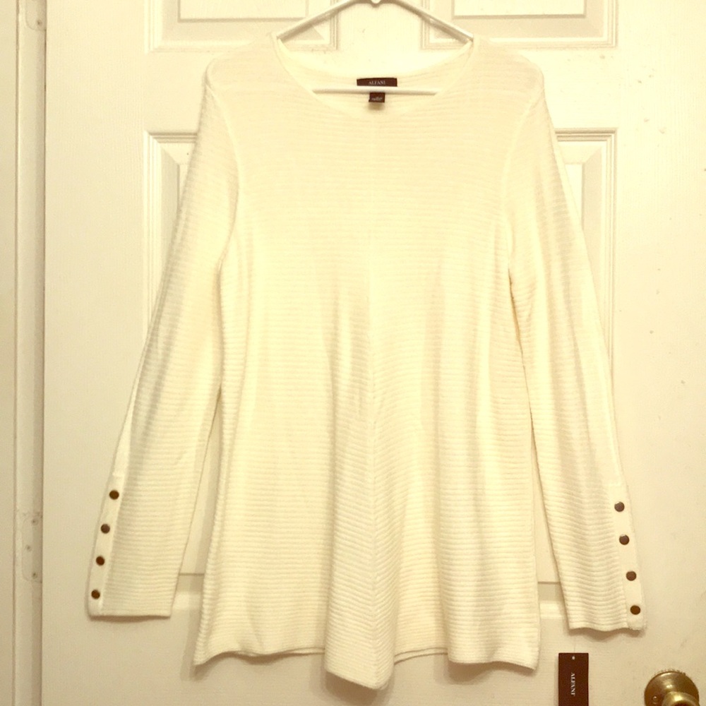 Women’s Alfani Cream Ribbed Sweater